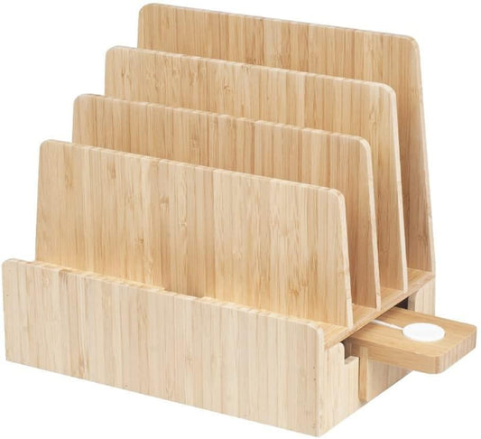 Bamboo Charging Station: Multi Device Organizer with Apple Watch Adapter