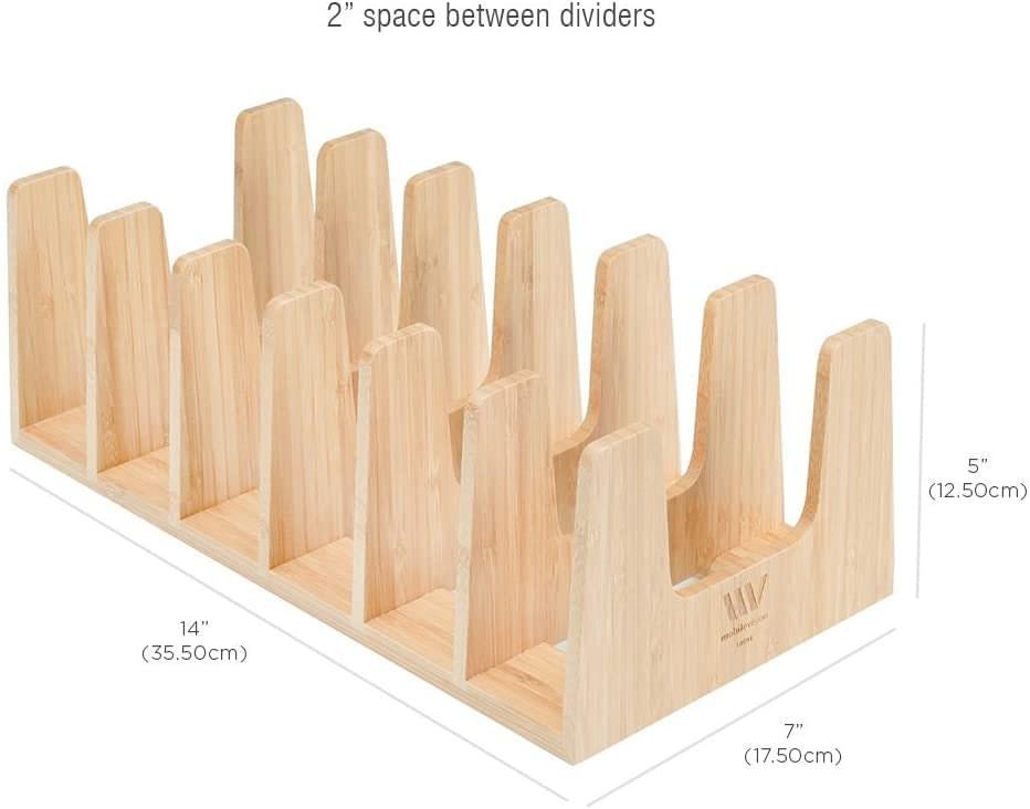 Bamboo Pot Lid Organizer: Kitchen Cabinet &amp; Countertop Storage.
