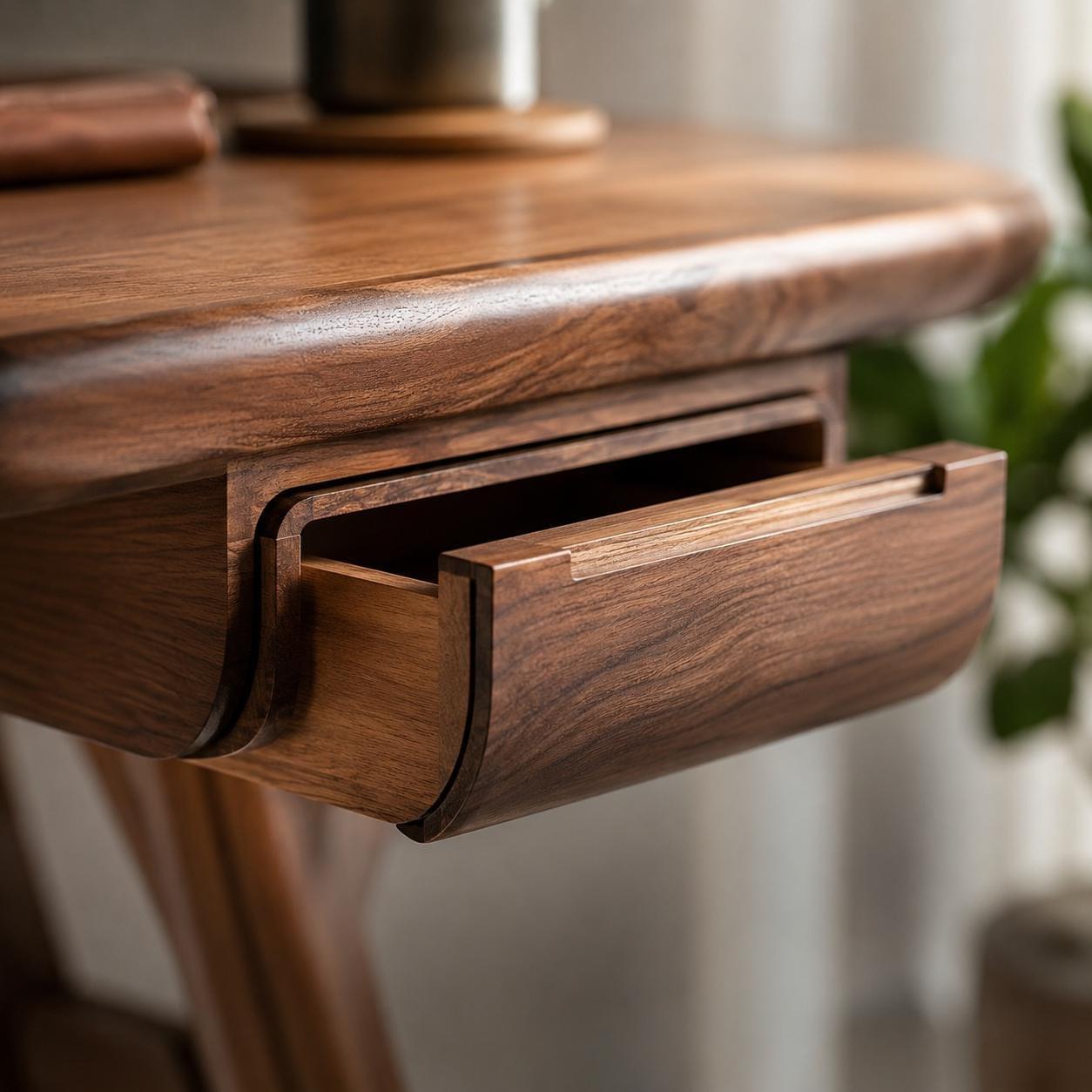 Hidden Wooden Desk Drawer, Under Desk Storage, Minimalist Office Organizer, Bamboo Workspace Solution